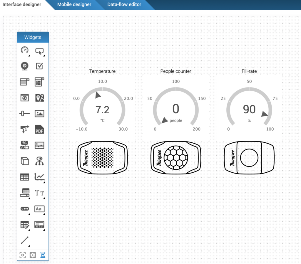 Connect DataTags to gauges and widgets and you will have a fully functional dashboard in a less than a minute